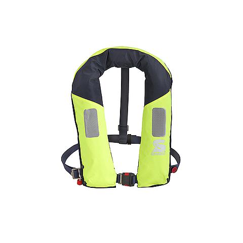 20110026 Secumar Golf 275N Neon Life Jacket A good value, this fully automatic inflatable life jacket is designed for tough jobs. Very light and with a compact design. Buoyancy chamber and protective cover are separate components and in the case of wear and tear can be replaced independently of each other. Closure at the front by click batter.